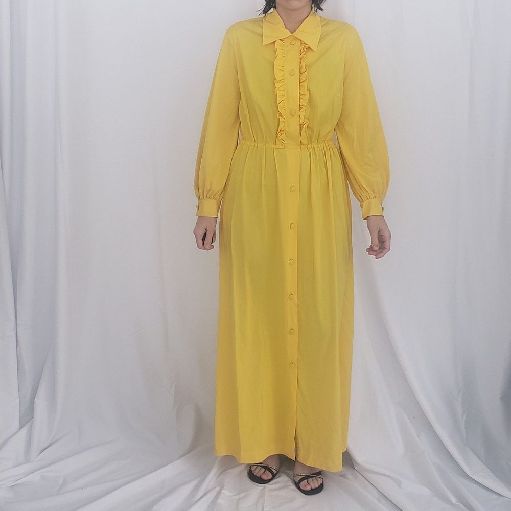 70s Yellow Hostess Dress - image 1